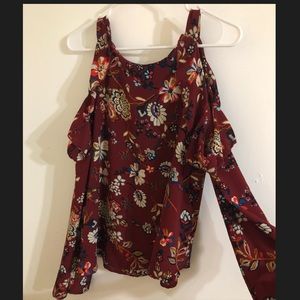 Flowy Cold-shoulder Flower Top